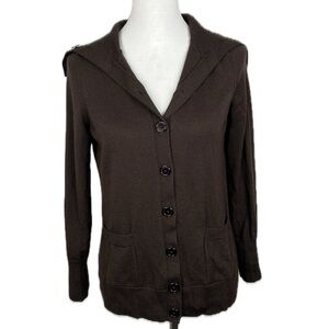 Talbots Merino Wool Sailor Cardigan Sweater Sz MP Preppy Fisherman Nautical Y2K